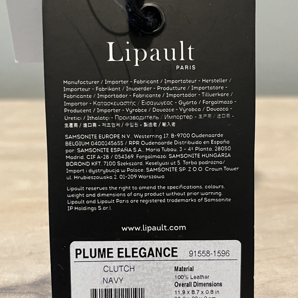 Lipault Paris Plume Elegance Clutch  in Navy Blue Leather  New In Box Wi… - Picture 5 of 13